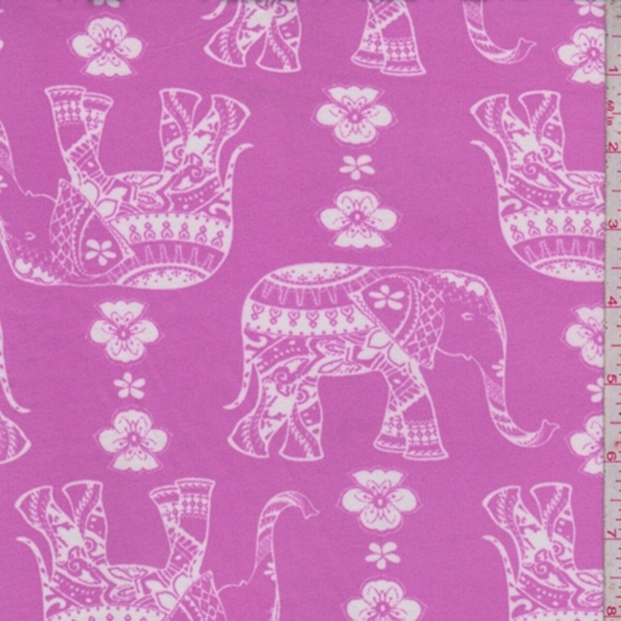 Bright Orchid Pink Moroccan Elephant Double Brushed Jersey Knit Fabric By the Yard